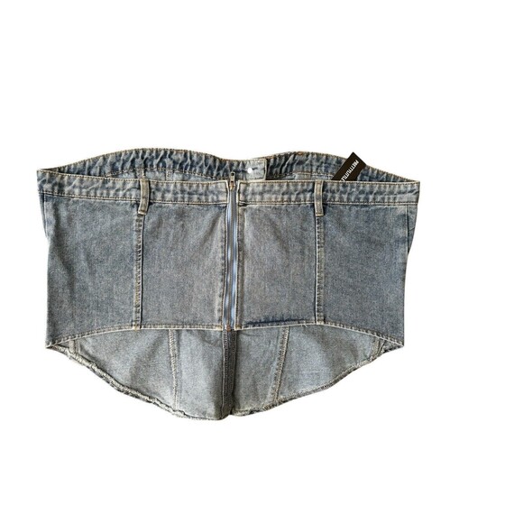 PrettyLittleThing Medium Wash Jean Waistband Detail Denim Corset Top Size 20 US - Picture 7 of 9